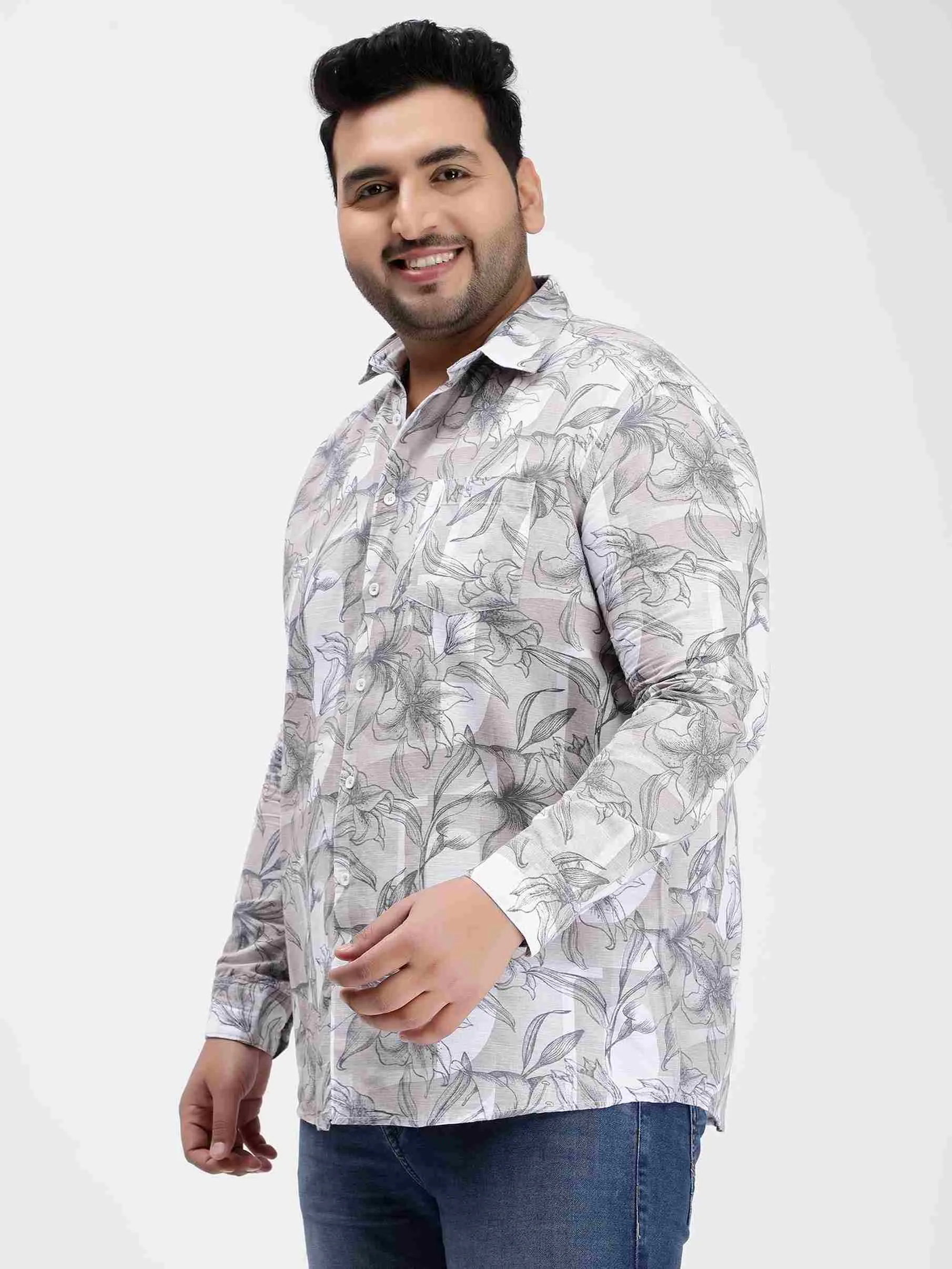 Light Brown Floral Cotton Lee Shirt