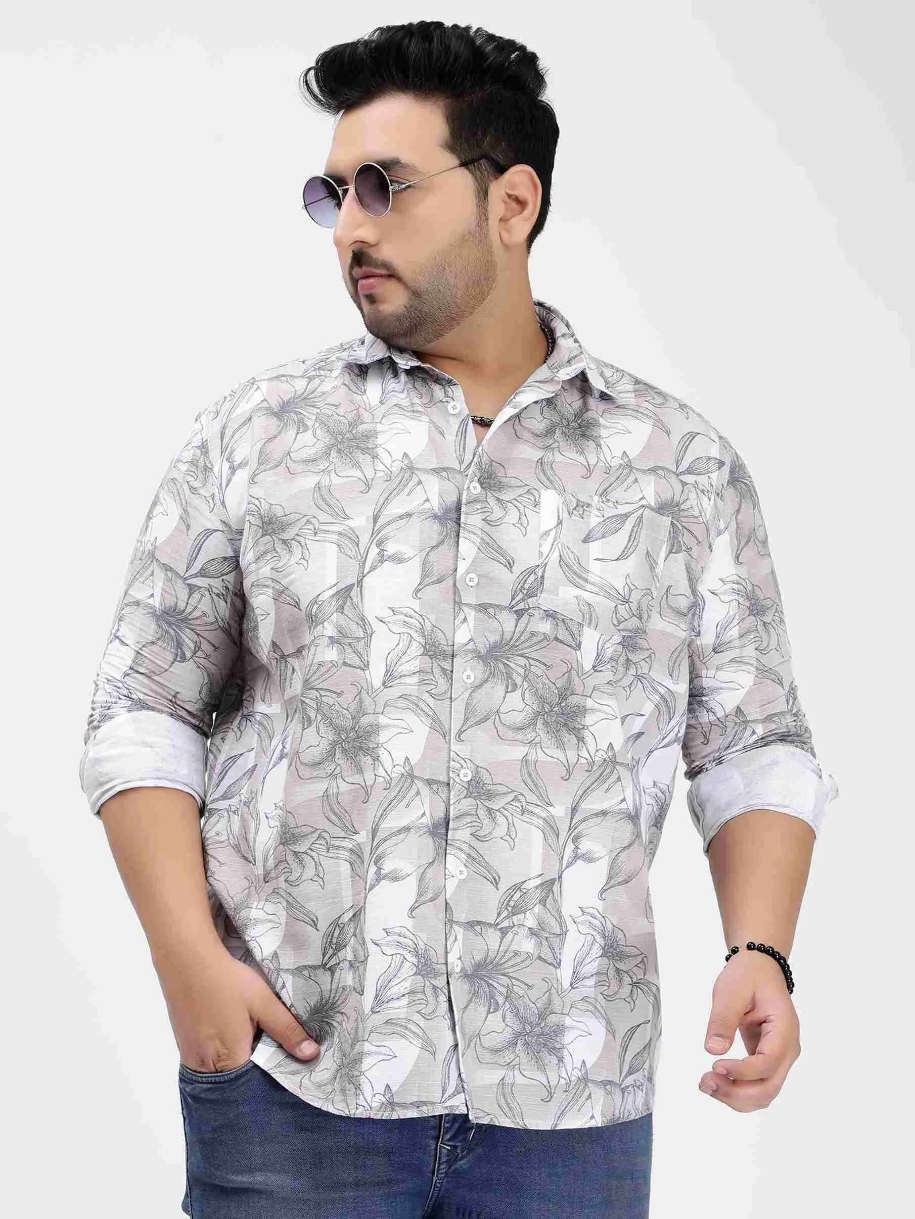 Light Brown Floral Cotton Lee Shirt