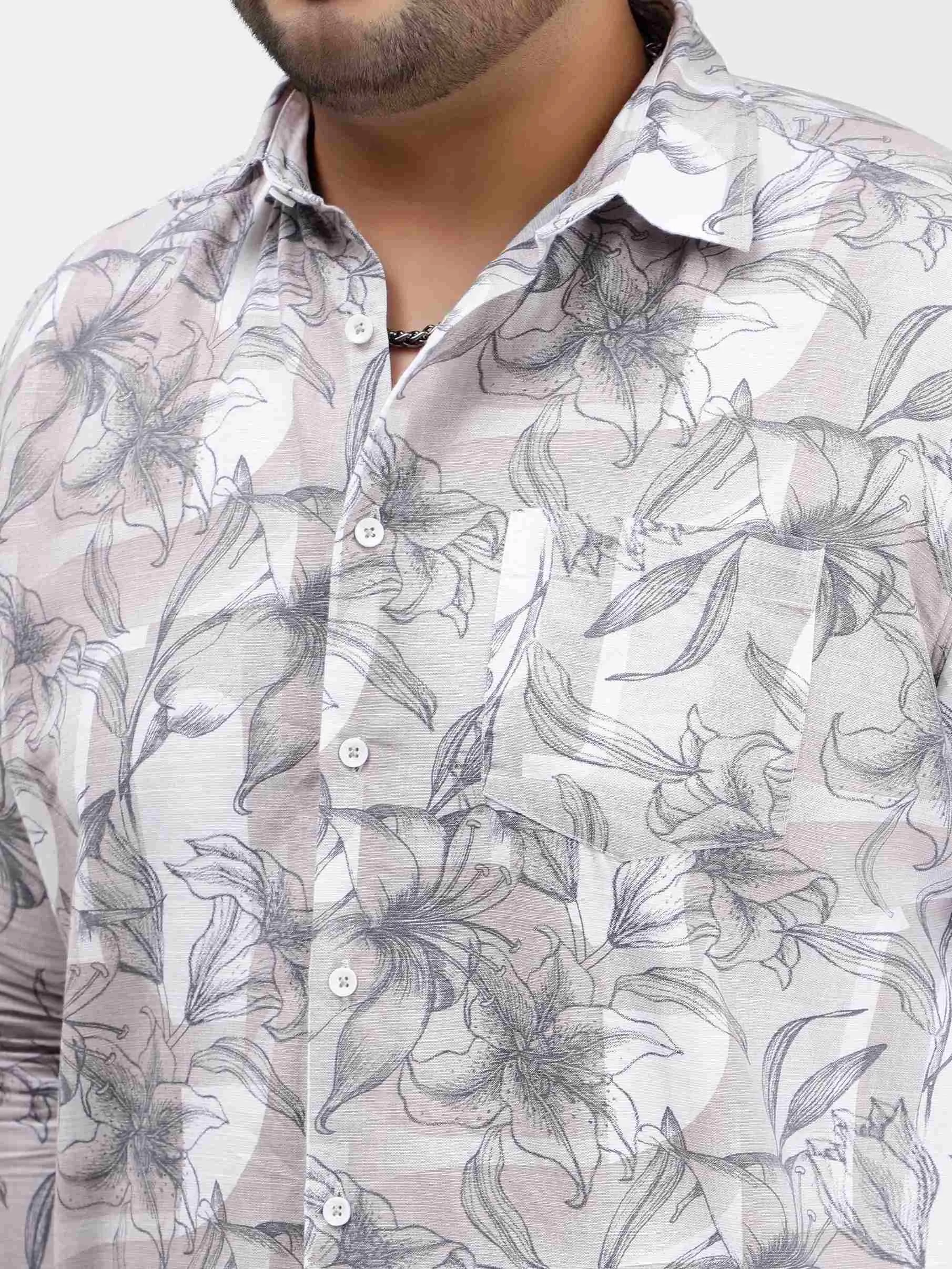 Light Brown Floral Cotton Lee Shirt