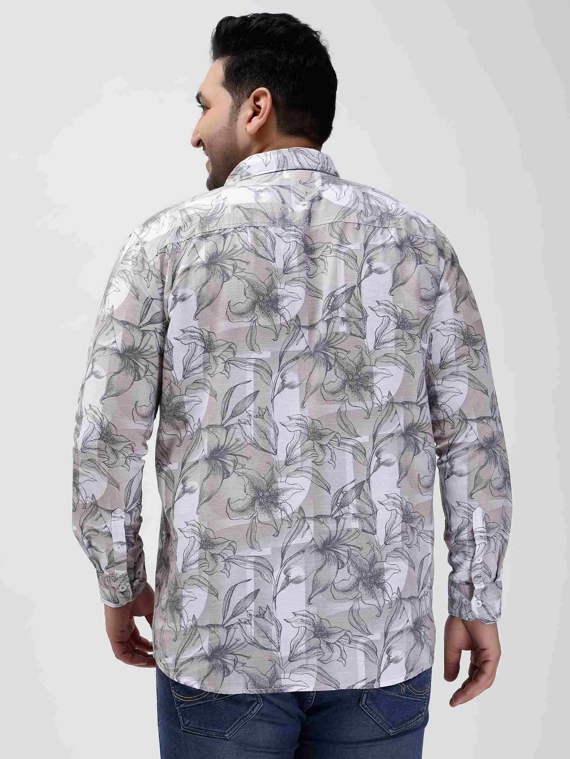 Light Brown Floral Cotton Lee Shirt