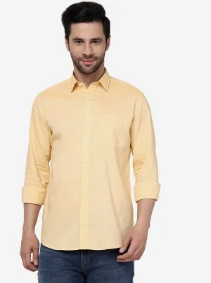 Light Yellow Solid Slim Fit Semi Casual Shirt | JadeBlue