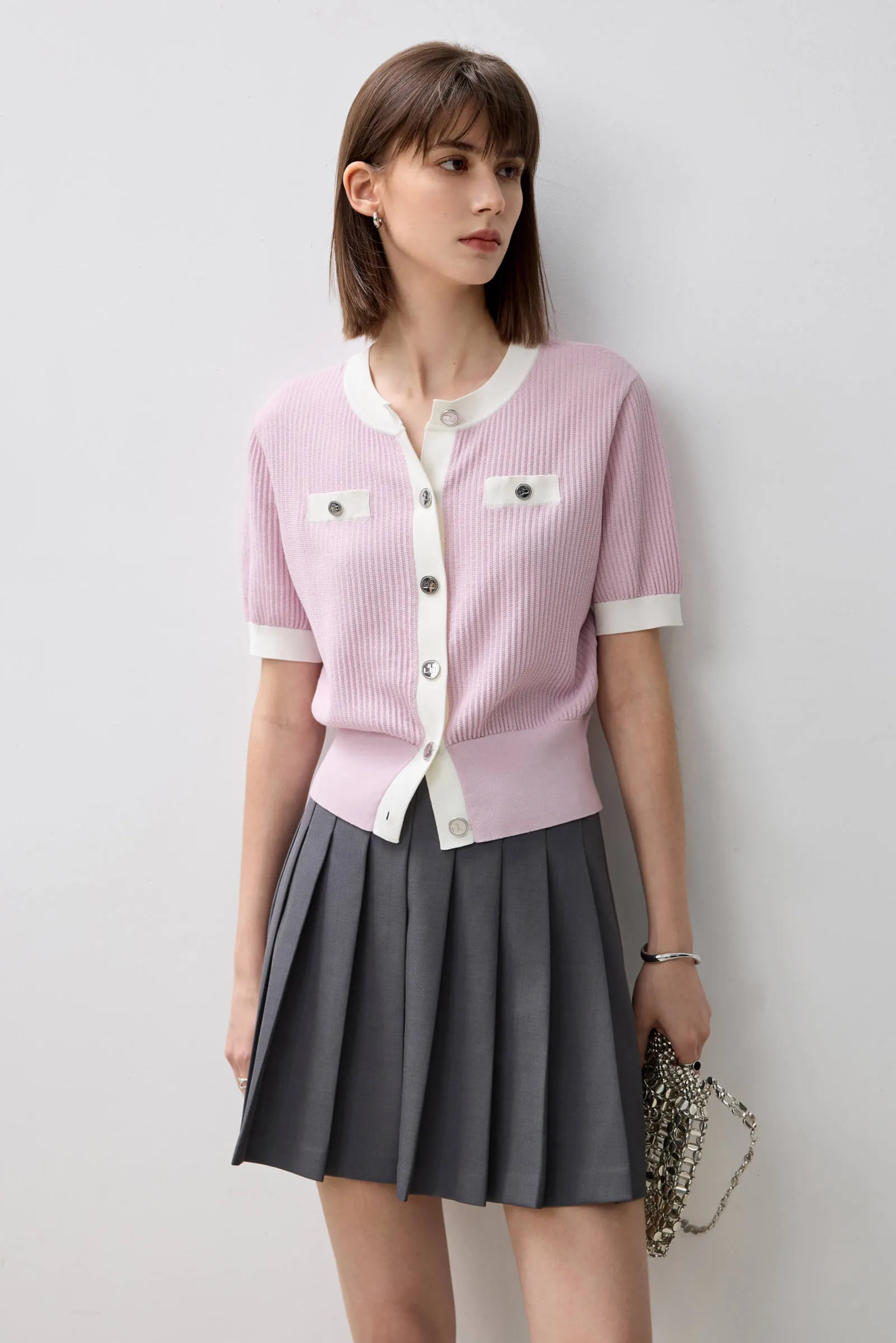 LILY Elegant Tweed-style Cardigan