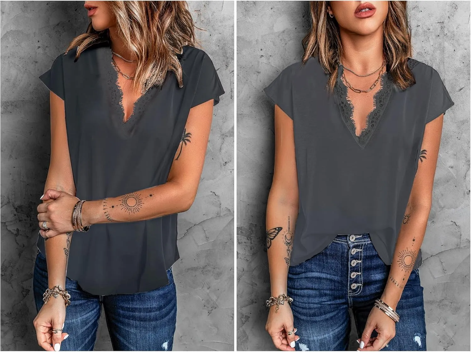 lime flare Dressy Lace Trim Blouse Tops Popular Short Sleeve Shirt