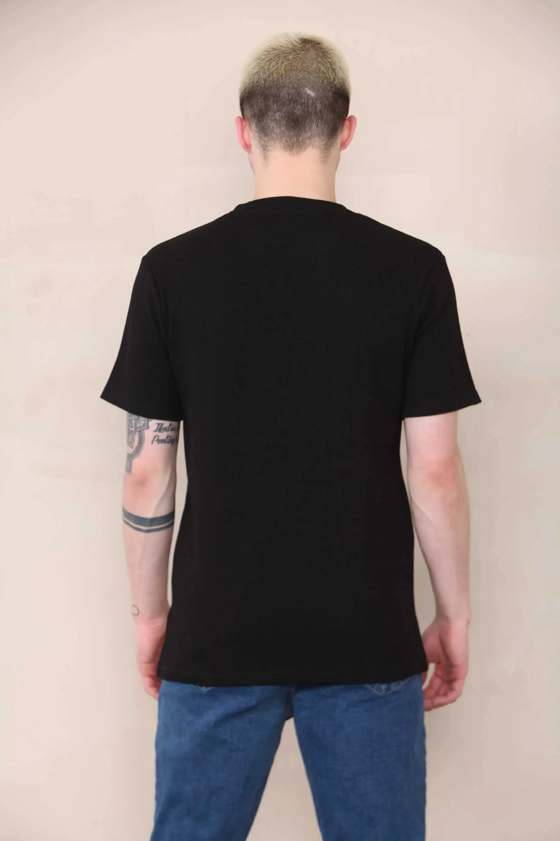 Man Slim Fit Crew Neck Waffle T-Shirt