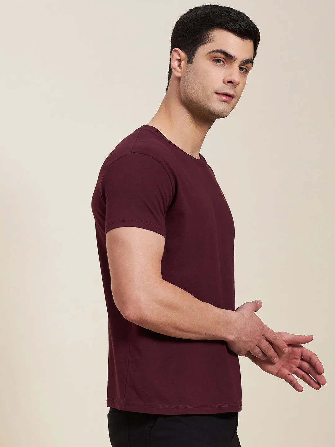 Men Burgundy Slim Fit Mascln Original T-Shirt