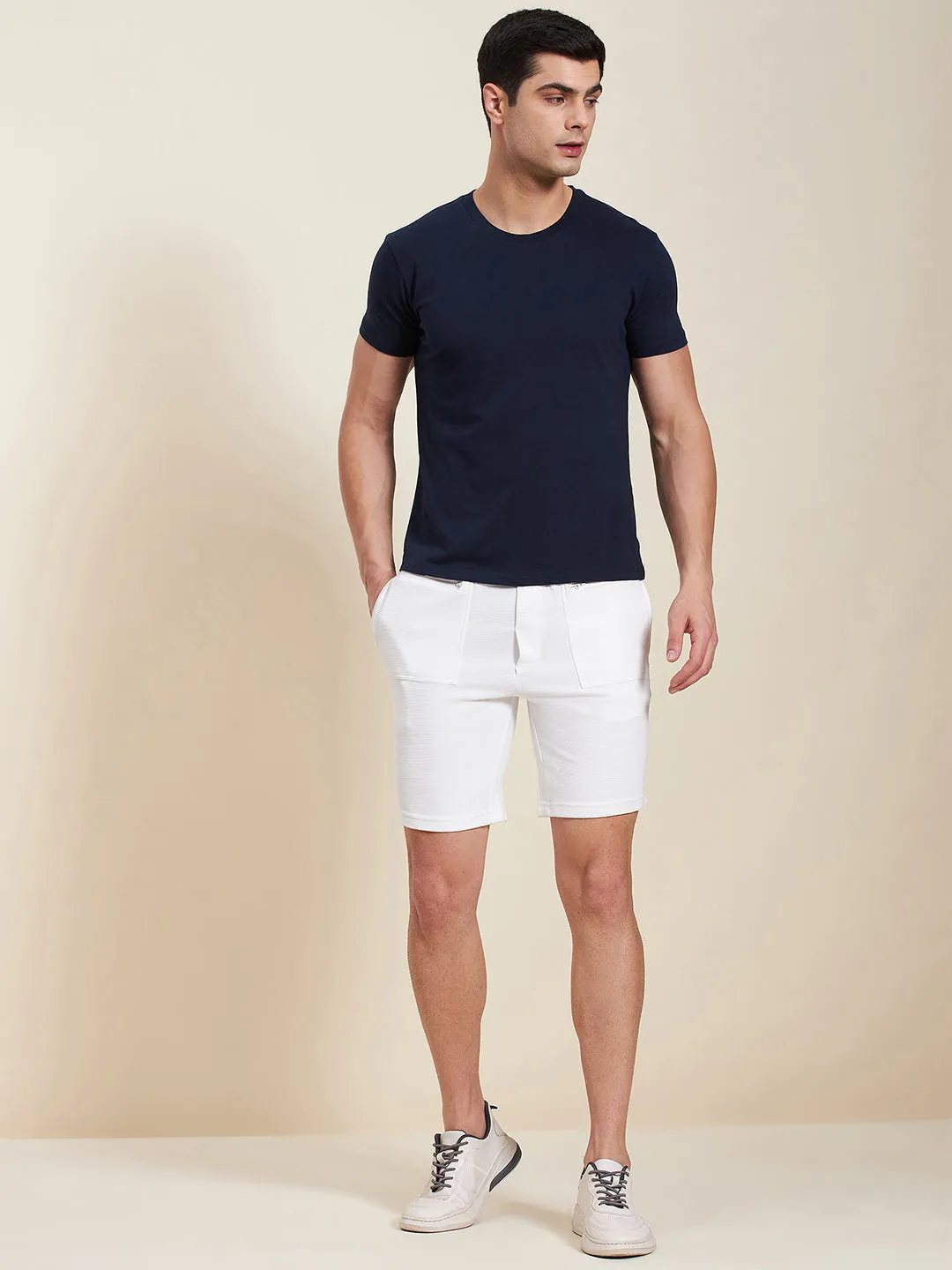 Men Navy Slim Fit Back Printed Mascln Logo T-Shirt