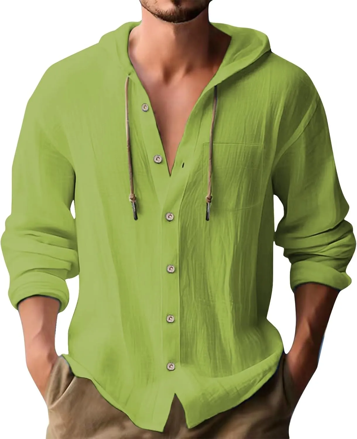 Mens Cotton Linen Shirt Long Sleeve Clothing Linen Button Shirt Men Hoodies Summer Full Sleeve Shirts for Men Hoodies for Men Linen Button up Men Linen top Beach Hoodies Cotton Linen Hoodies