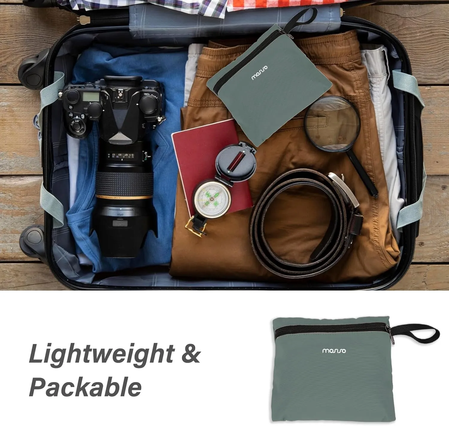 MOSISO Lightweight Hiking Daypack Small Packable Travel Hiking Backpack, Foldable Shoulder Bag with Front Vertical Pocket
