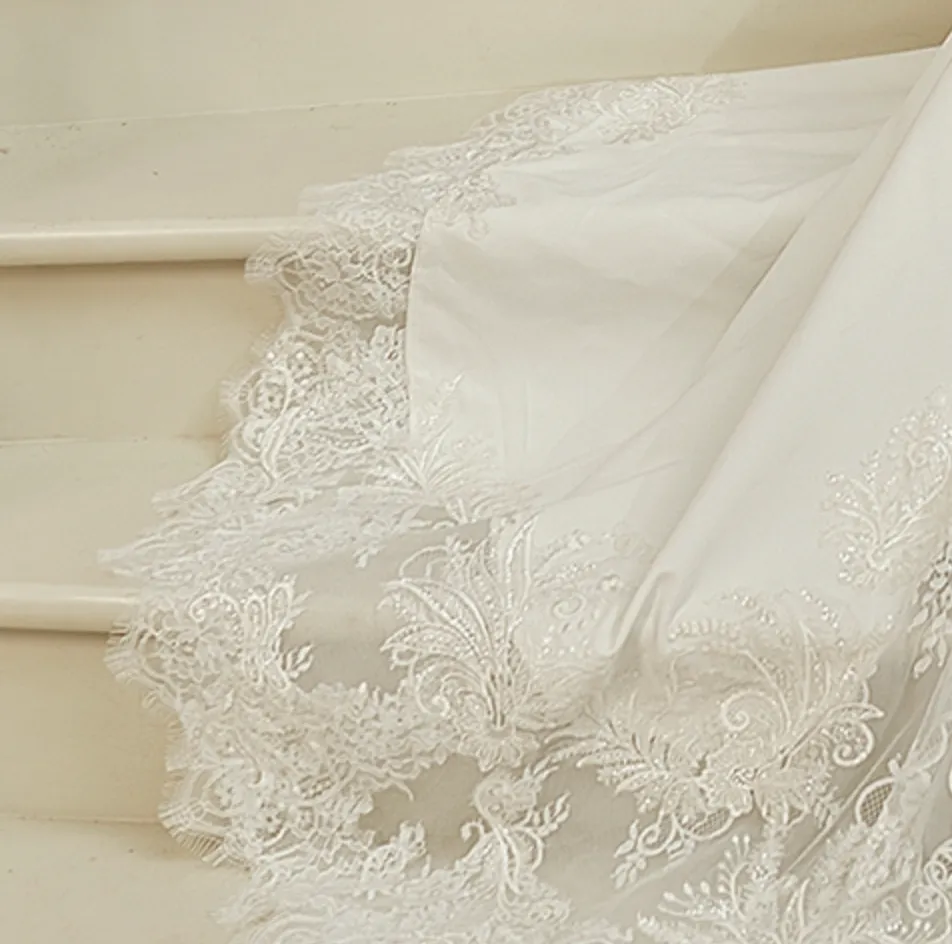 Motifs Crepe Sheath Shaped Court Lace Train Wedding Dress