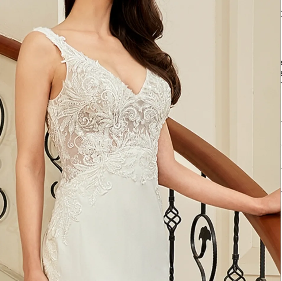 Motifs Crepe Sheath Shaped Court Lace Train Wedding Dress