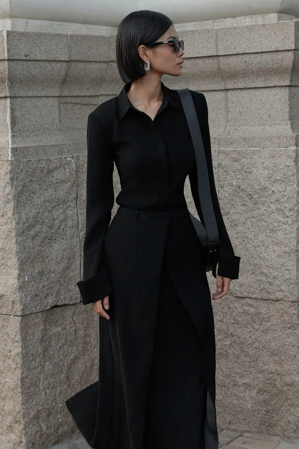 Nasty A-line High Waist Crepe Ankle Length Skirt