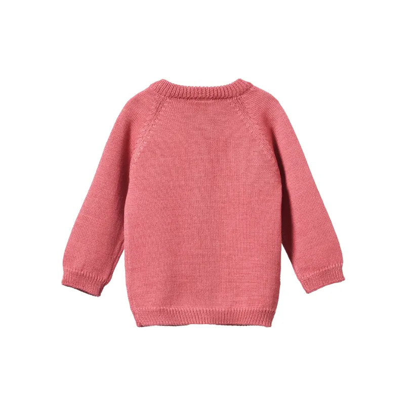 Nature Baby Merino Knit Cardigan - Raspberry