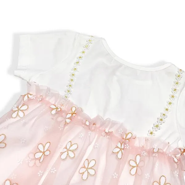 Pink 2-In-1 Glitter Floral Mesh Top