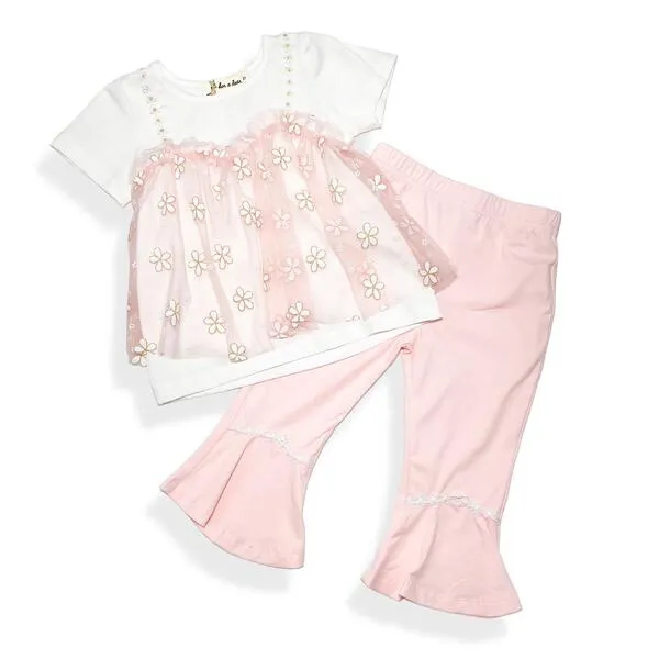 Pink 2-In-1 Glitter Floral Mesh Top