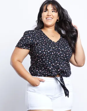 Plus Size Danielle Floral Short Sleeve Top