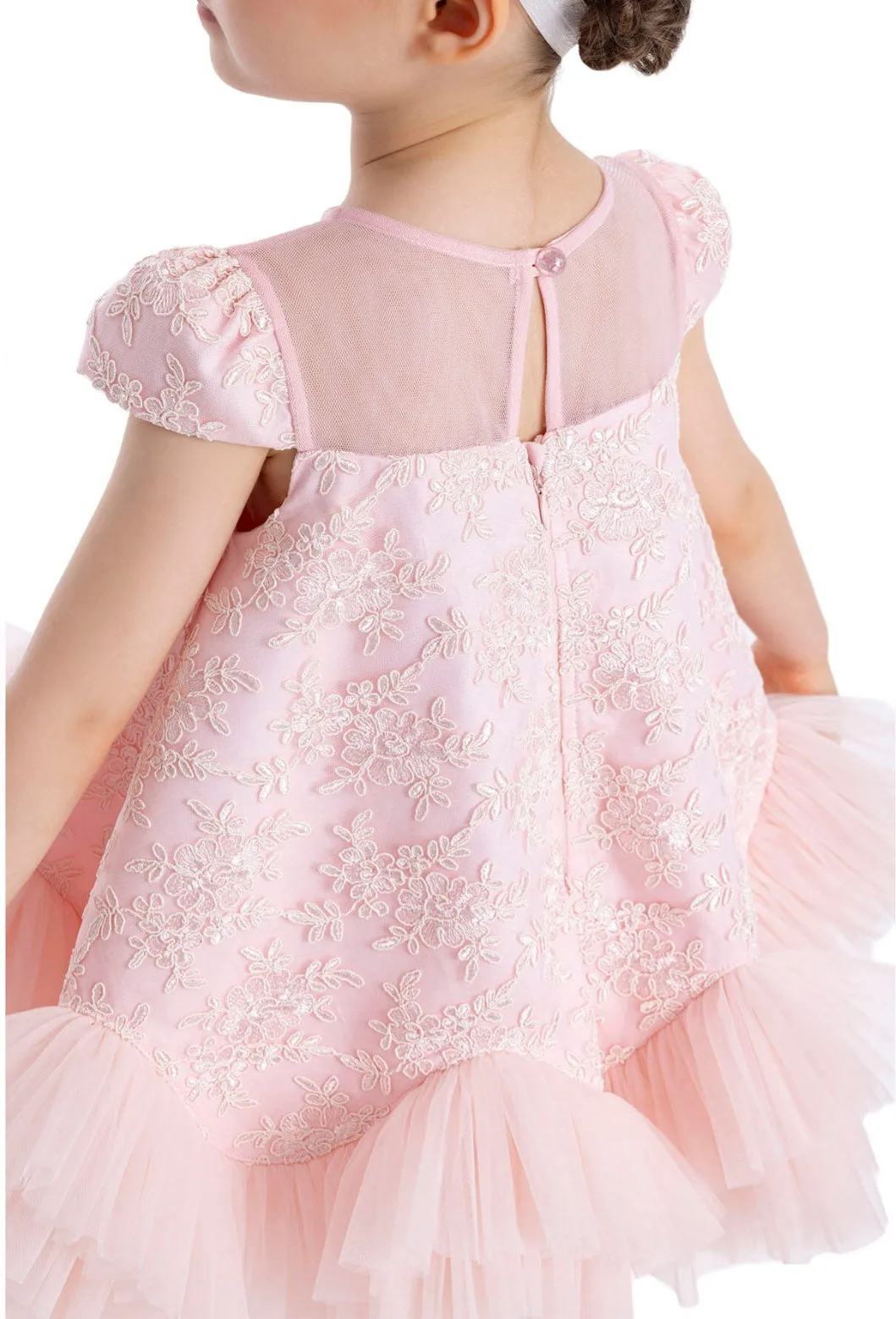 Powder A-line Lace Girls Dress