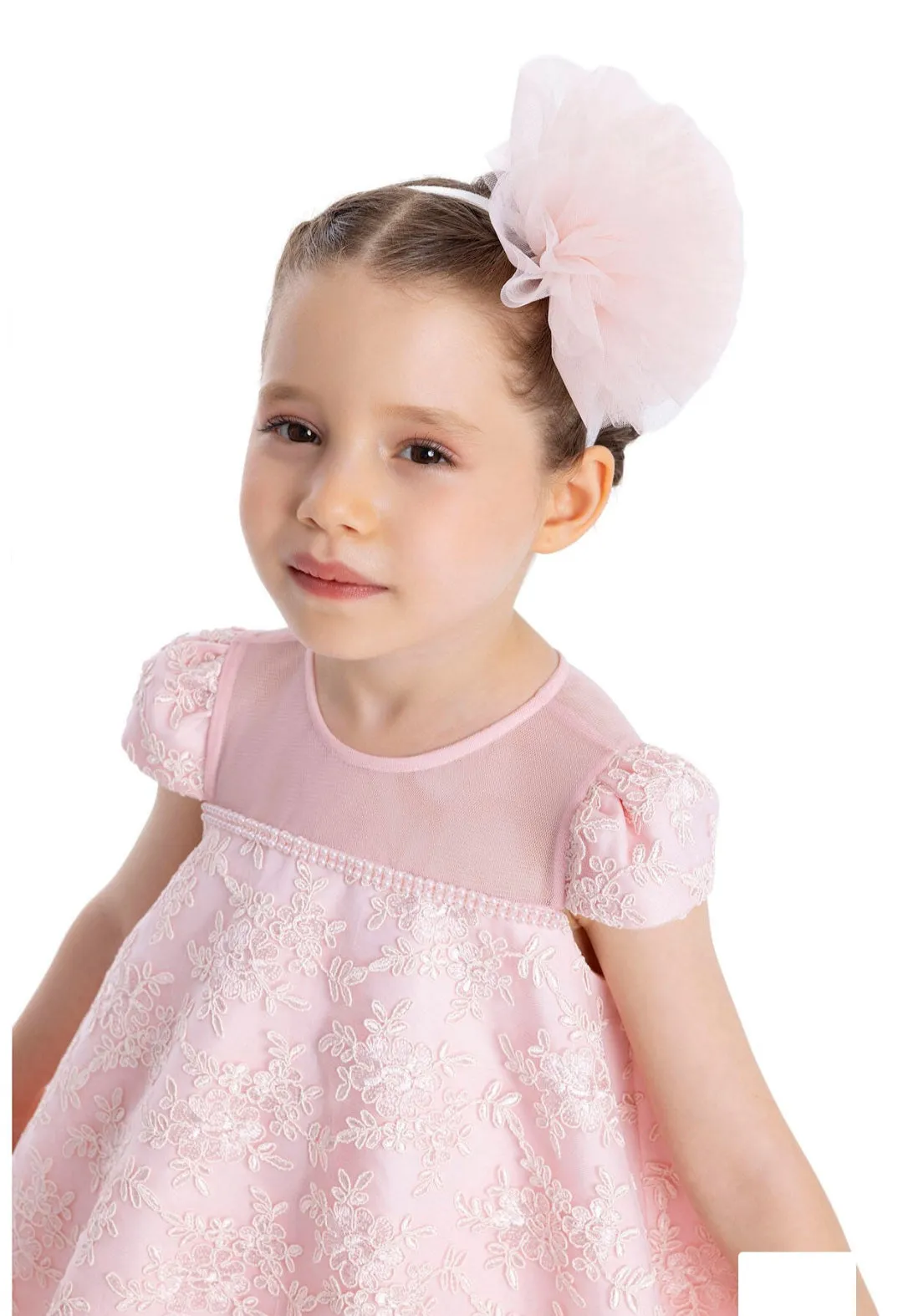 Powder A-line Lace Girls Dress