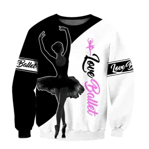 Premium Love Ballet Black White 3D Full Printed Sweatshirt Hoodie Shirts, Christmas Gift for Women