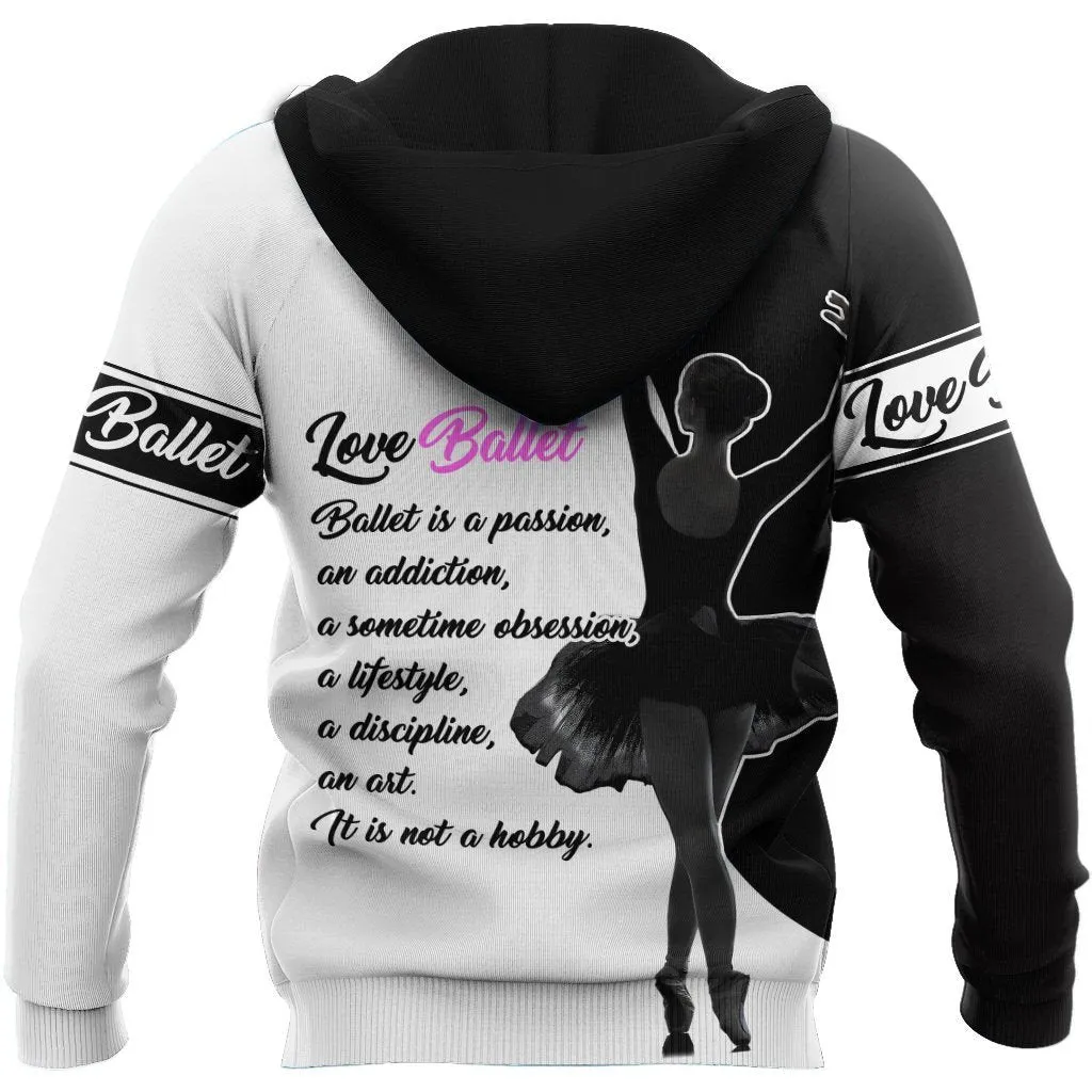 Premium Love Ballet Black White 3D Full Printed Sweatshirt Hoodie Shirts, Christmas Gift for Women