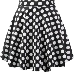 PUKAVT Women's Basic Casual Skirts A-Line Mini Flared Stretchy Skater Party Skirt