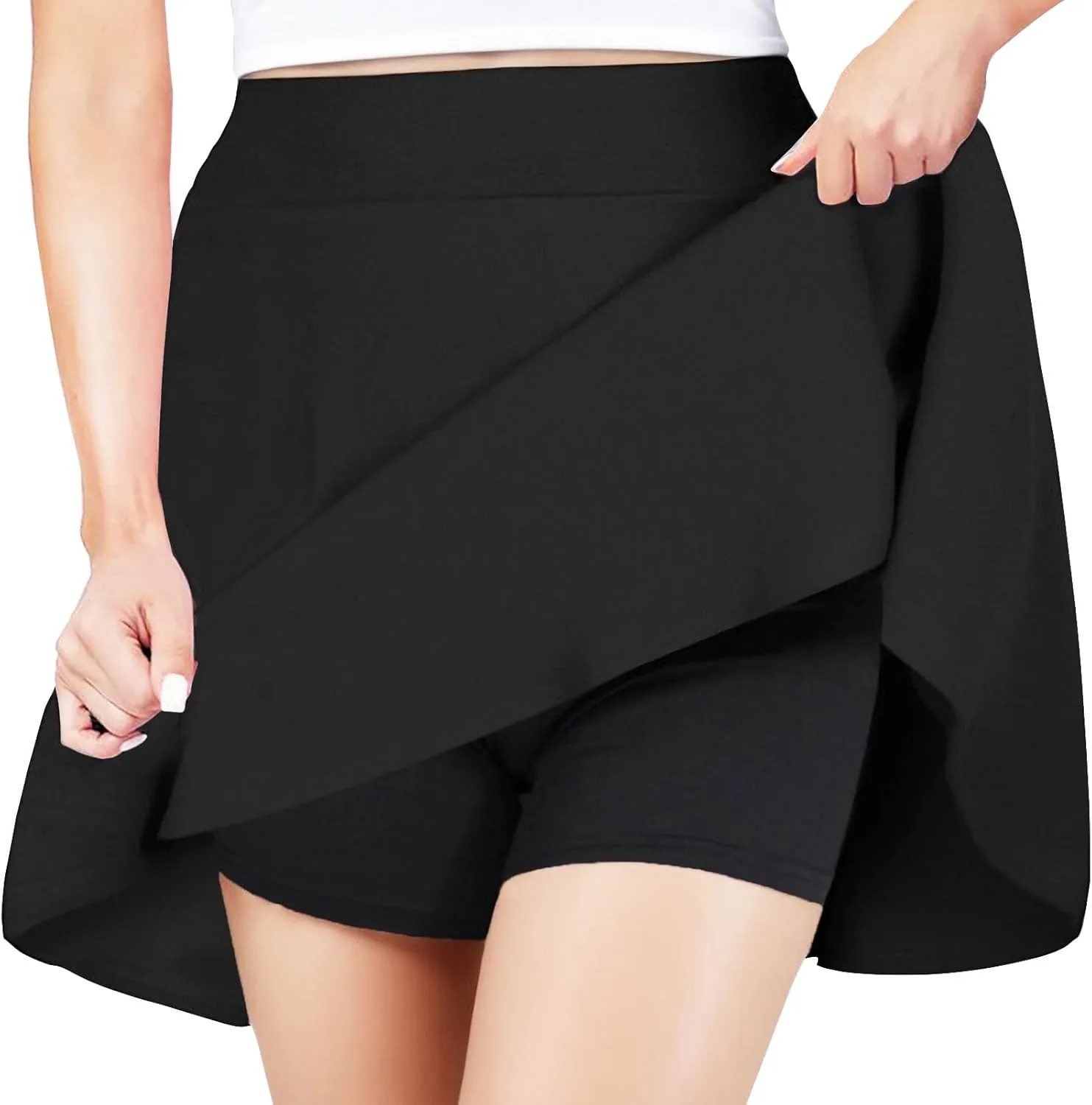 PUKAVT Women's Basic Casual Skirts A-Line Mini Flared Stretchy Skater Party Skirt
