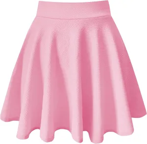 PUKAVT Women's Basic Casual Skirts A-Line Mini Flared Stretchy Skater Party Skirt