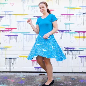 "Future Frontiers" Adult Galactic Cities A-Line Dress with Pockets