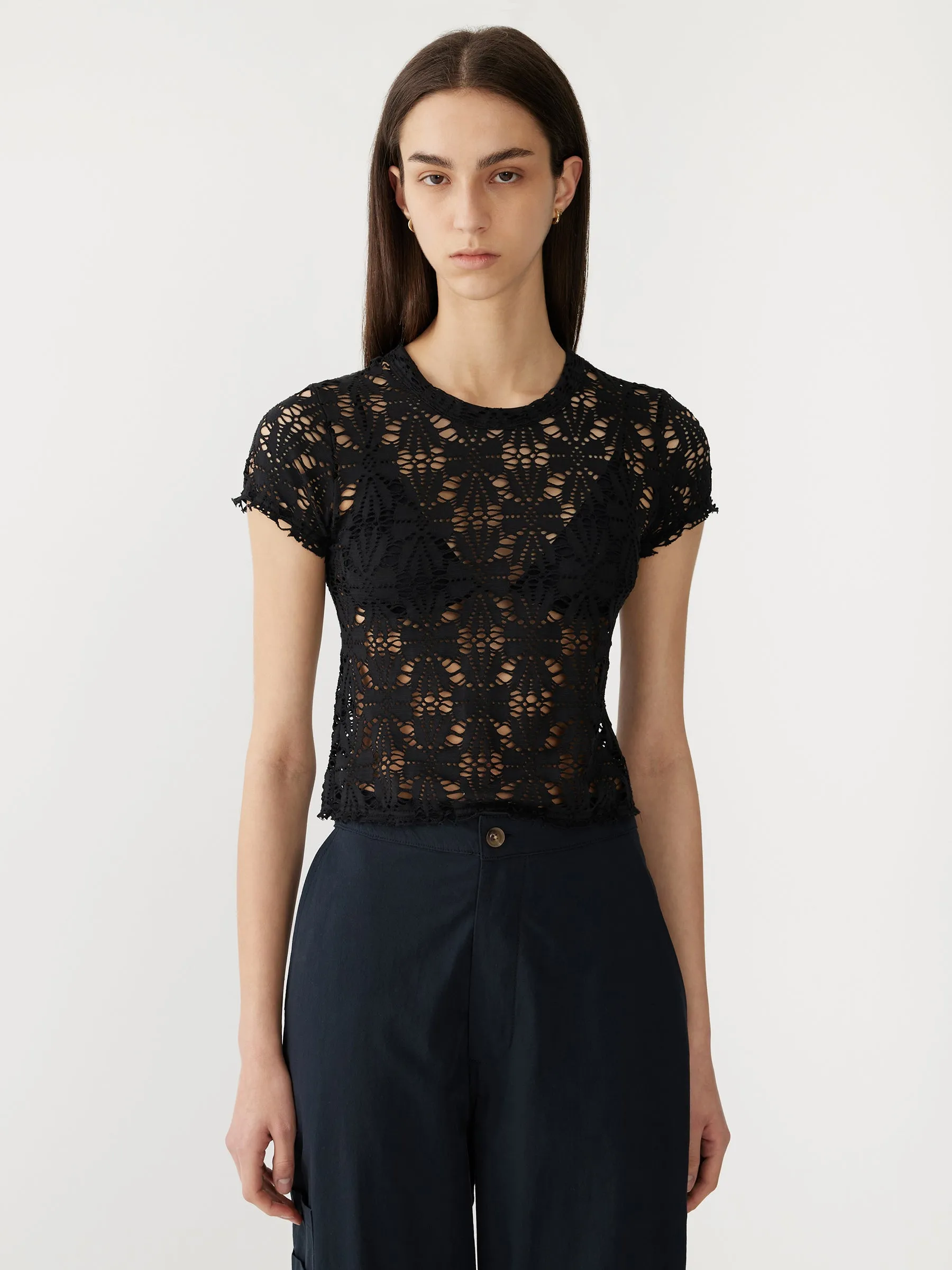 raw edge lace baby t.shirt