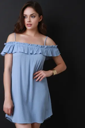 Ruffle Bardot Mini Dress