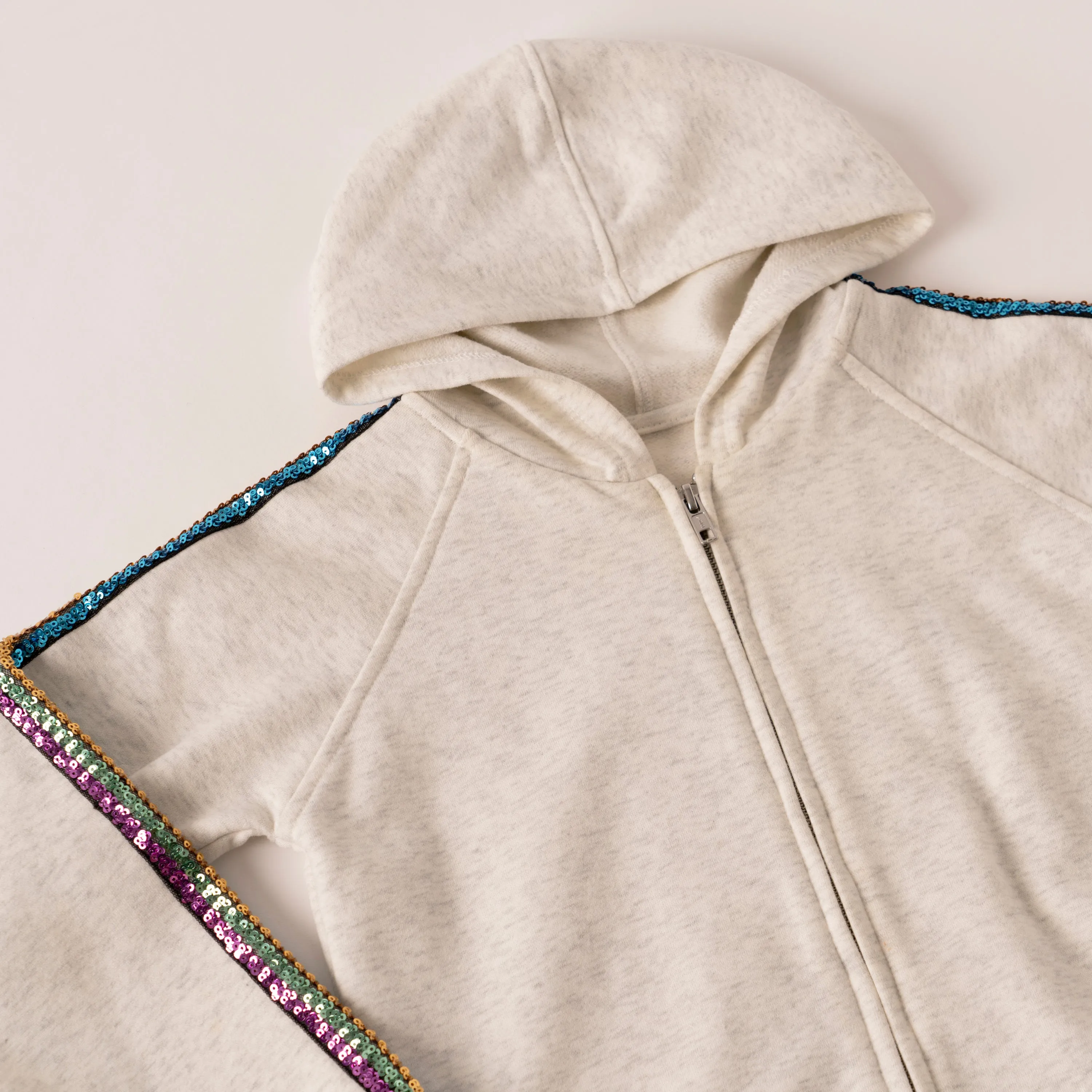 Sequins Sleeve Stripe Hoodie