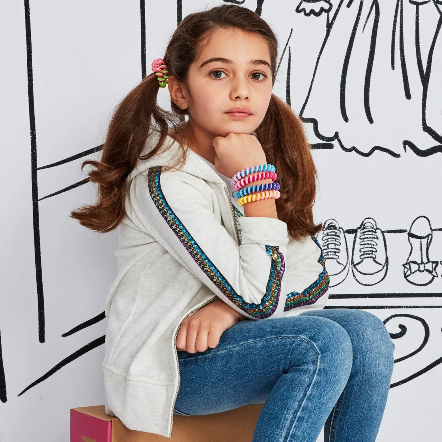 Sequins Sleeve Stripe Hoodie