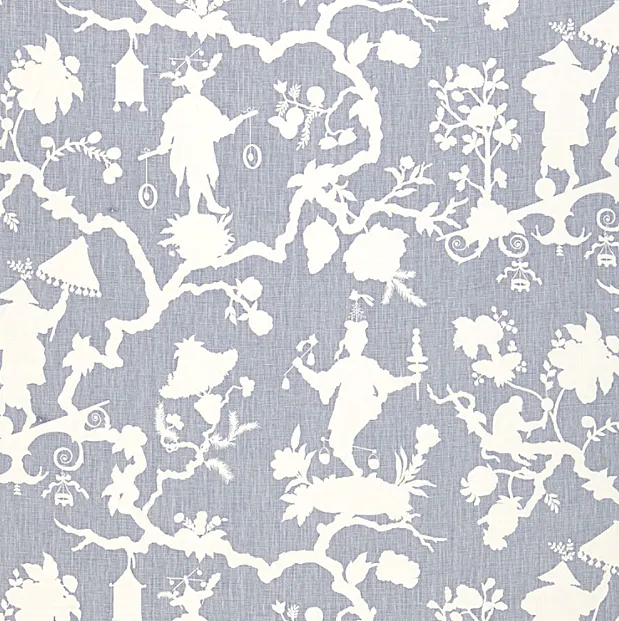 SHANTUNG SILHOUETTE PRINT Schumacher Fabric by the yard / 54" wide Fabric