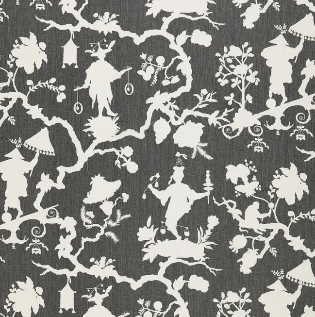 SHANTUNG SILHOUETTE PRINT Schumacher Fabric by the yard / 54" wide Fabric