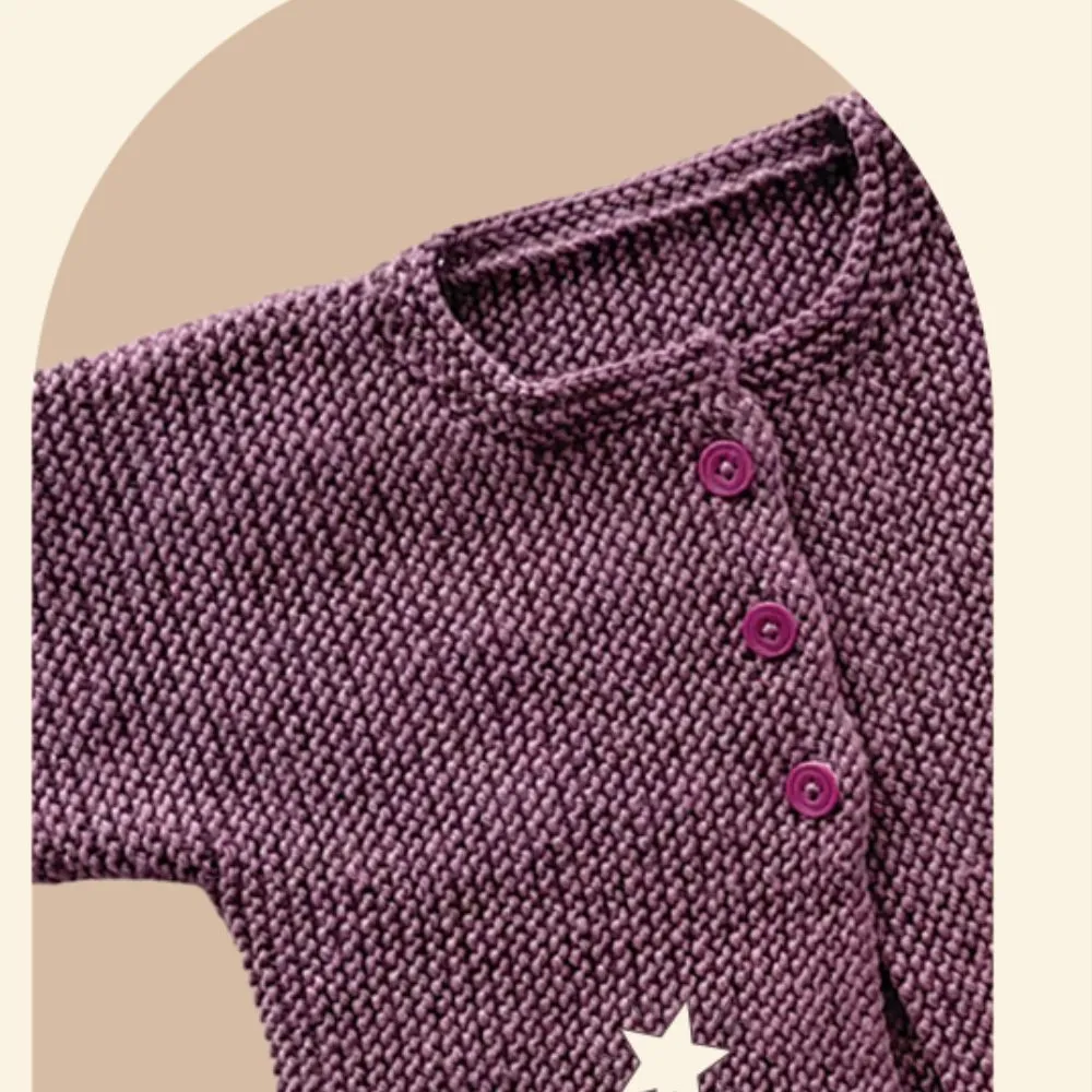 Sideways Knitted Baby Cardigan Knitting Pattern (CRU2312)