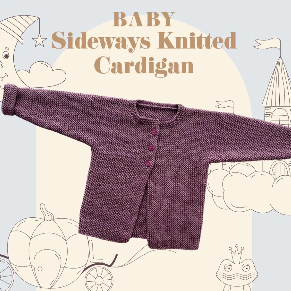 Sideways Knitted Baby Cardigan Knitting Pattern (CRU2312)