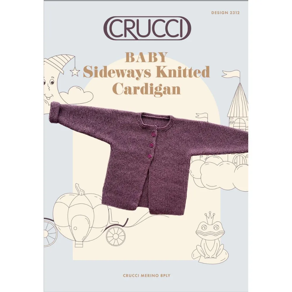 Sideways Knitted Baby Cardigan Knitting Pattern (CRU2312)