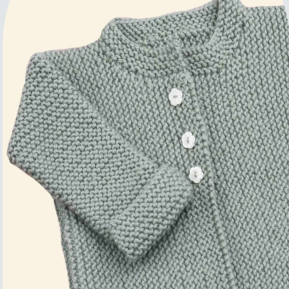 Sideways Knitted Baby Cardigan Knitting Pattern (CRU2312)