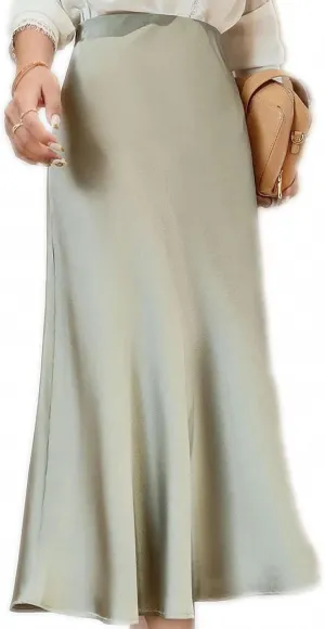 Simulation Silk Skirt Women's Summer High Waist Bag Hip Mid-Length Satin Umbrella Skirt Fishtail Skirt