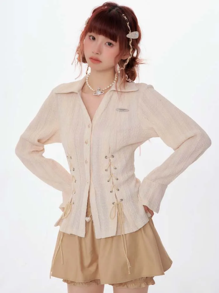 Slim Fit Side Lace Up Shirt【s0000007148】