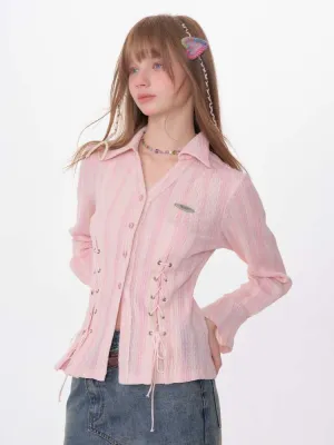 Slim Fit Side Lace Up Shirt【s0000007148】