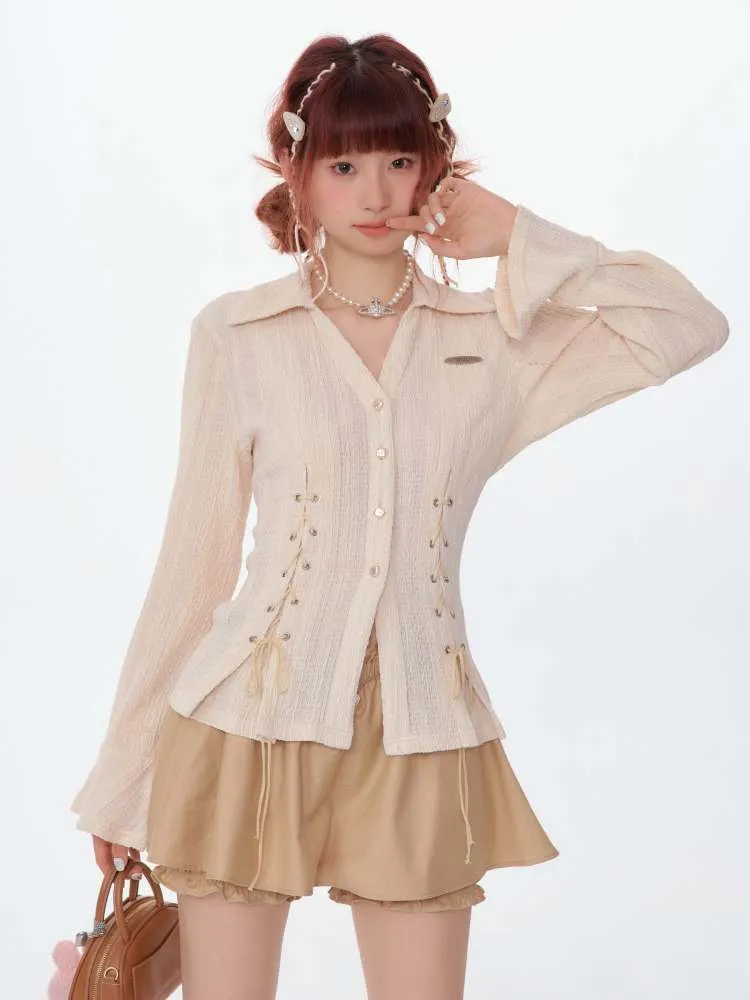 Slim Fit Side Lace Up Shirt【s0000007148】
