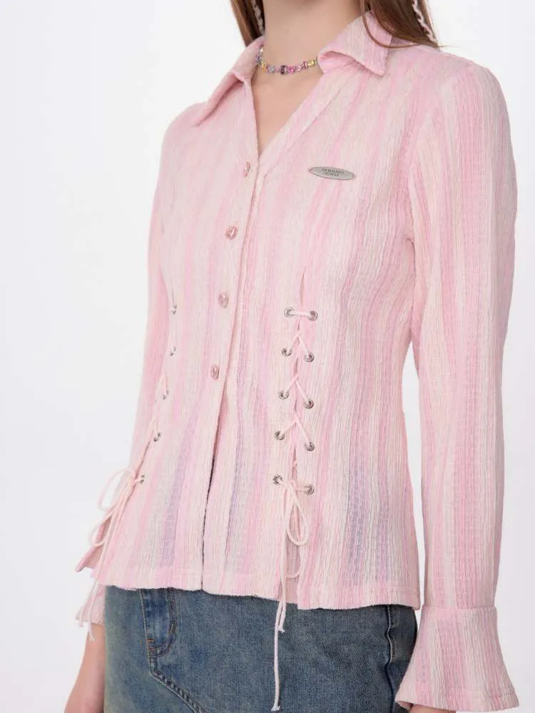 Slim Fit Side Lace Up Shirt【s0000007148】