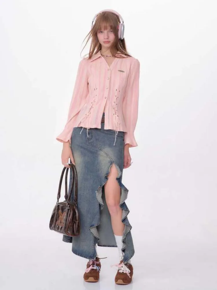 Slim Fit Side Lace Up Shirt【s0000007148】