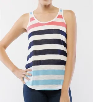 Striped tank in Blue/Tomato/Navy