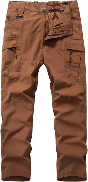 SUWBMHWE Men's Waterproof Hiking Cargo Pants UPF 50  & Bug Resistant Lightweight Ripstop Olive Drab & Taupe