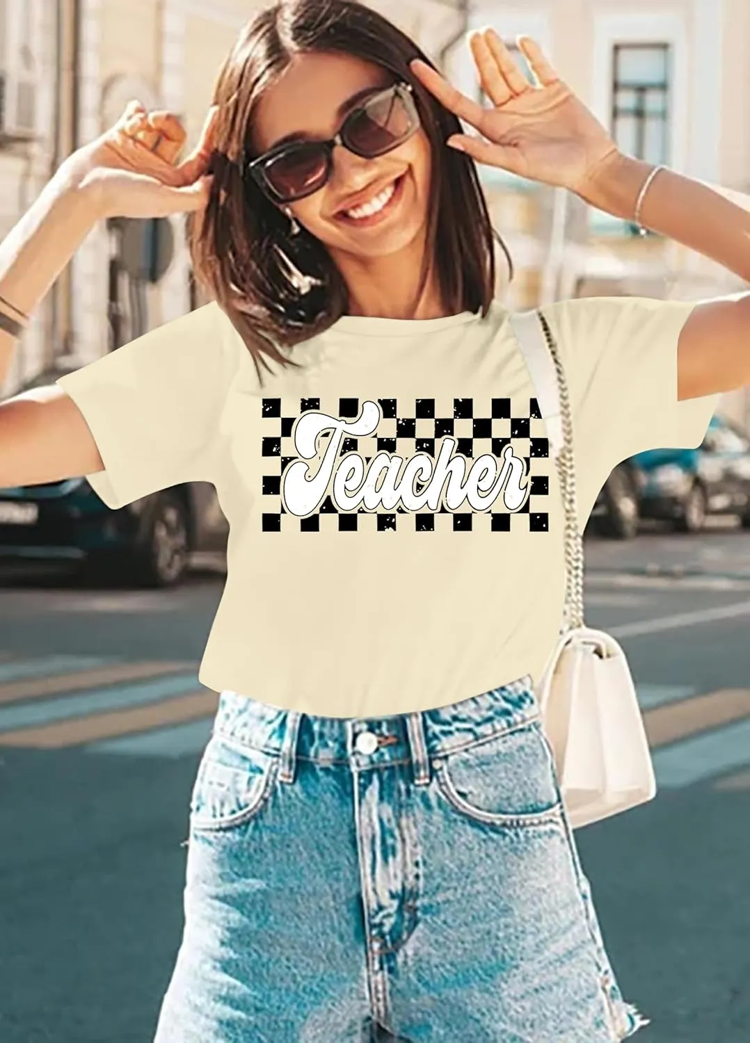 Teacher Shirts Women Vintage Teacher Graphic Tshirt Teacher Life T Shirt Kindergarten Teachers Tees Casual Tops