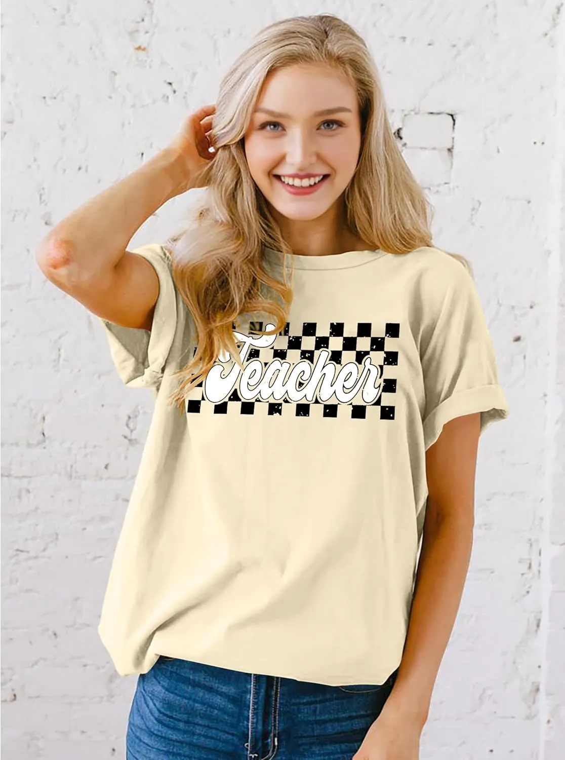 Teacher Shirts Women Vintage Teacher Graphic Tshirt Teacher Life T Shirt Kindergarten Teachers Tees Casual Tops