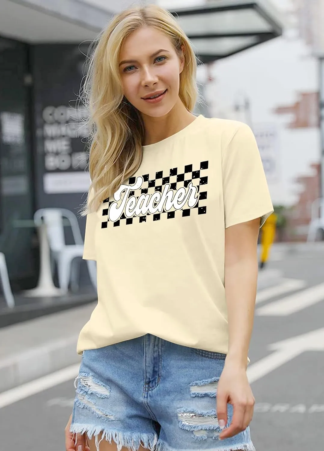 Teacher Shirts Women Vintage Teacher Graphic Tshirt Teacher Life T Shirt Kindergarten Teachers Tees Casual Tops