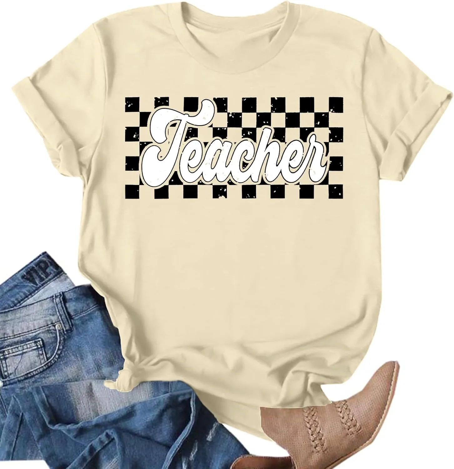 Teacher Shirts Women Vintage Teacher Graphic Tshirt Teacher Life T Shirt Kindergarten Teachers Tees Casual Tops