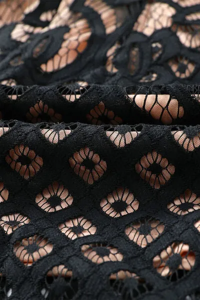 TEEK - Black Off-Shoulder Long Sleeve Lace Dress